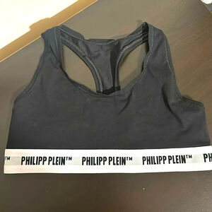 PHILIPP PLEIN black sports bra racer back band